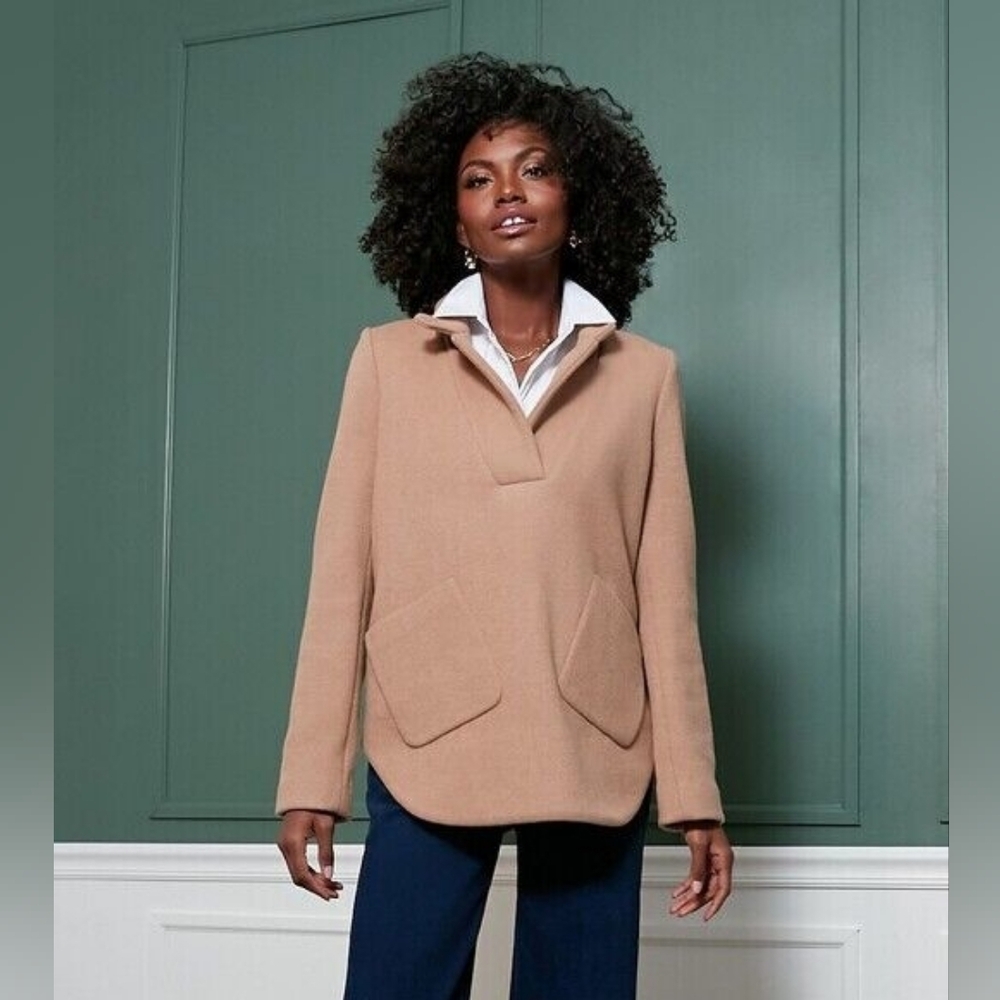 Tuckernuck Camel Emerson Barn Chore Jacket Elbow Patches Pockets Wool Blend  XXS